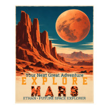 Explora Marte Personalizado Vintage Retro Espacio