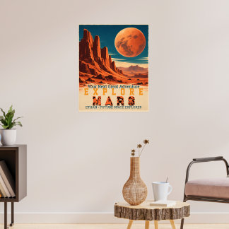 Póster Explora Marte Personalizado Vintage Retro Espacio