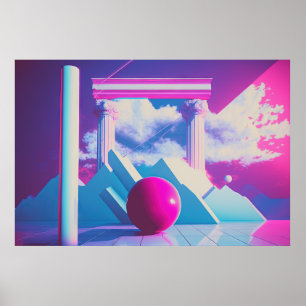 Póster Exploración de vaporolas de nostalgia y futurismo