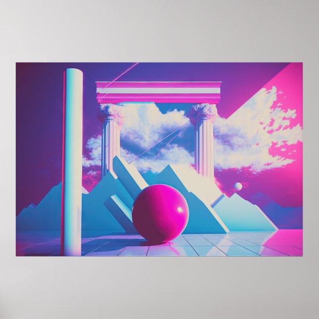 Póster Exploración de vaporolas de nostalgia y futurismo (Frente)