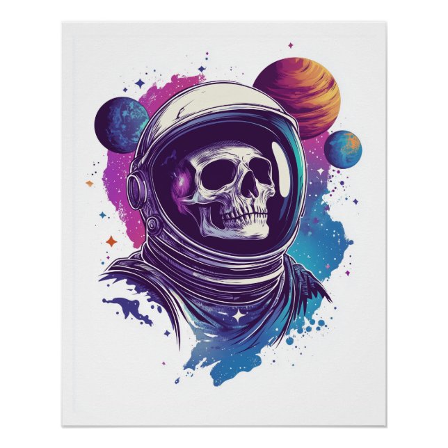 Póster Explorador Astronauta Calavera (Anverso)