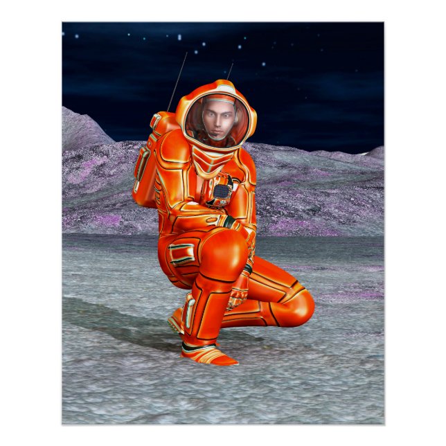 Póster Explorador de Marte Astronauta Arte de Planeta Ali (Anverso)