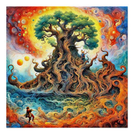 Póster Explorador descubre árbol mítico