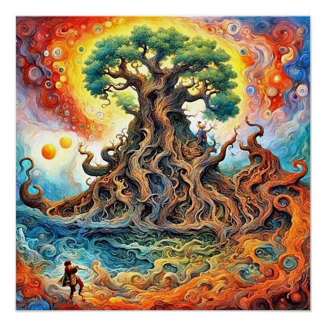 Póster Explorador descubre árbol mítico (Anverso)