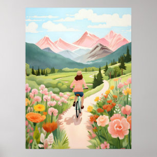 Póster Explorando la pintura de acuarela de montaña rural