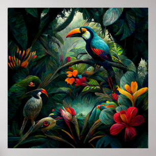 Póster Explorando un paisaje de selva exuberante a través