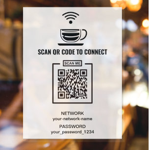Póster Explorar código QR para conectar acceso a contrase