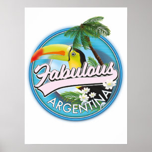 Póster explorar el fabuloso logo de Argentina Postcard