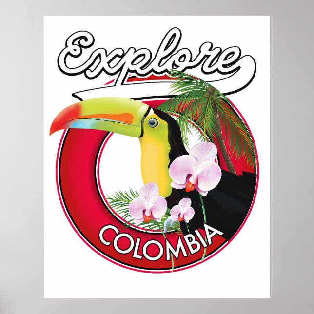 Póster Explorar el logo de Colombia retro (Frente)