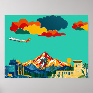 Póster Explorar el mundo con aventuras coloridas
