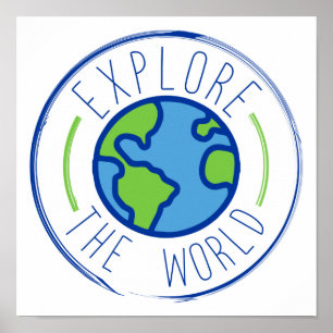 Póster explorar el pegatina de viajes del mundo