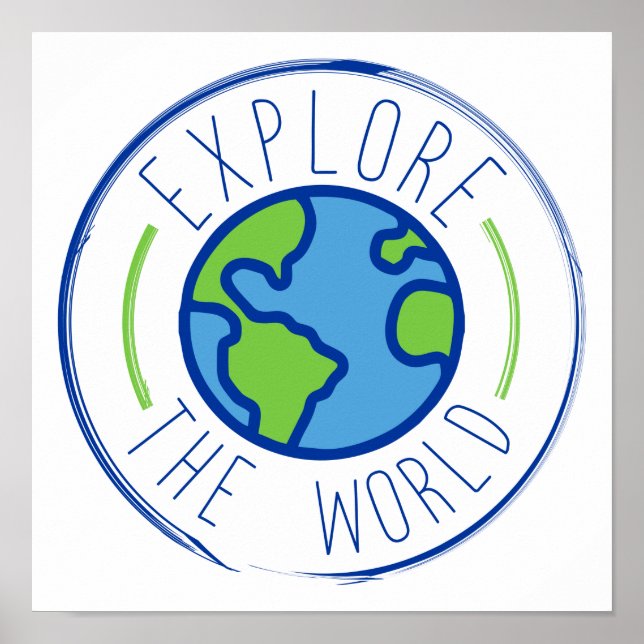 Póster explorar el pegatina de viajes del mundo (Frente)