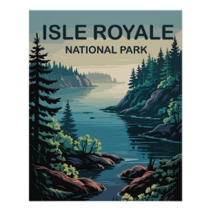 Póster Explorar el remoto paraíso de Isle Royale Michigan
