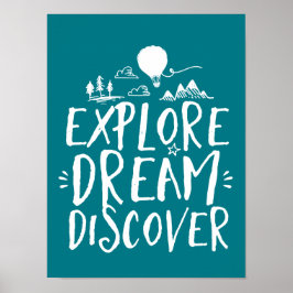 Póster Explorar Poster de citas de viajes Dream Discover