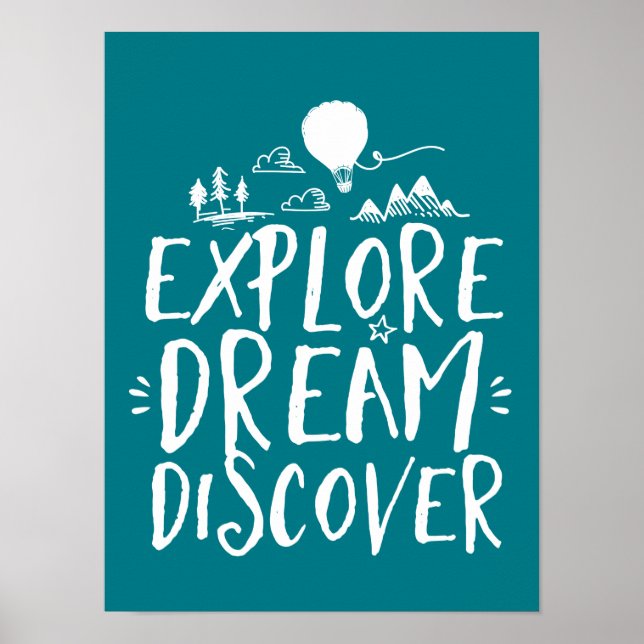 Póster Explorar Poster de citas de viajes Dream Discover (Frente)