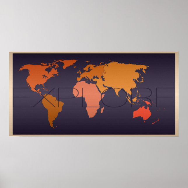 Póster Explorar Poster de Mapa Mundial (Frente)
