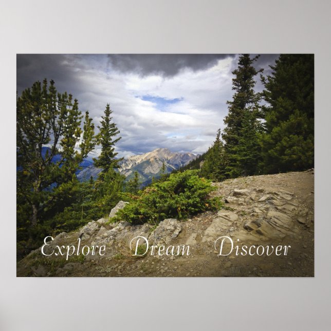 Póster Explore Dream Discover Scenic Mountain Hiking (Frente)