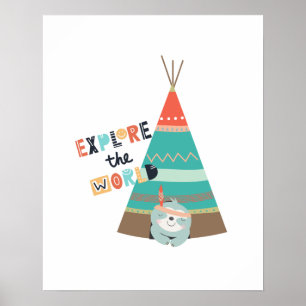 Póster Explore el bebé holgazanero del mundo