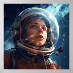Póster Explore el Cosmos con nuestro astronauta cautivado