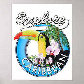 Póster Explore el parche de viaje caribeño.