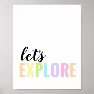 Póster Exploremos Arcoíris Pastel Sala de Juegos
