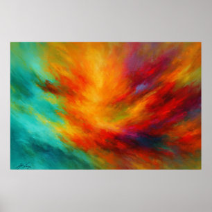 Póster Explosión abstracta de colores Radiant Burst