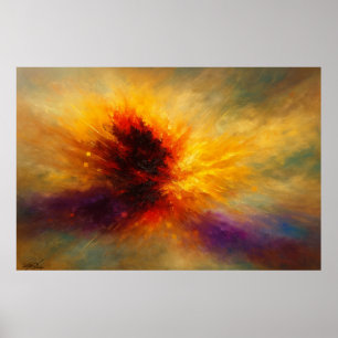 Póster Explosión abstracta de fuego cósmico en color vívi