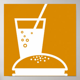 Póster explosión anaranjada del gusto de la hamburguesa 