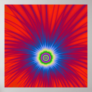 Póster Explosión azul poster en rojo
