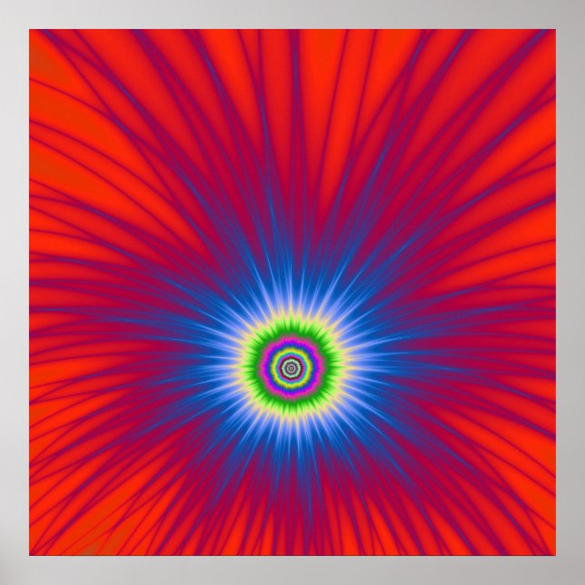 Póster Explosión azul poster en rojo (Frente)