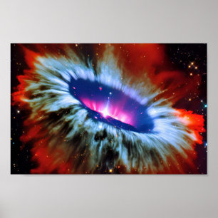 Póster Explosión Cósmica Azul Rojo Ultramar CosmicArt