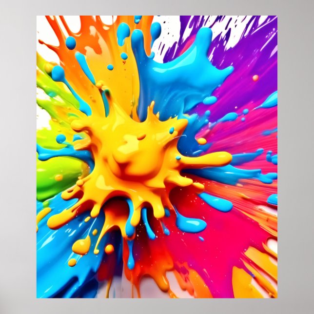 Póster Explosión de color: Abstract Paint Splatter (Frente)