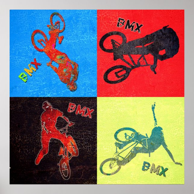 Póster Explosión de color BMX, Copyright Karen J Williams (Frente)