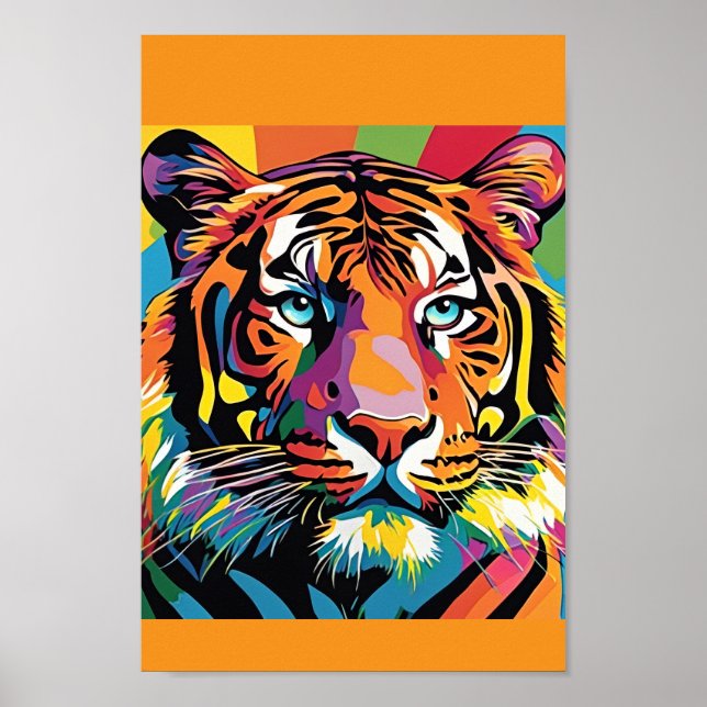 Póster Explosión de color de tigre (Frente)