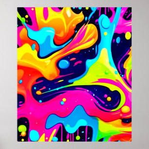 Póster Explosión de Color Líquido Caos Neon