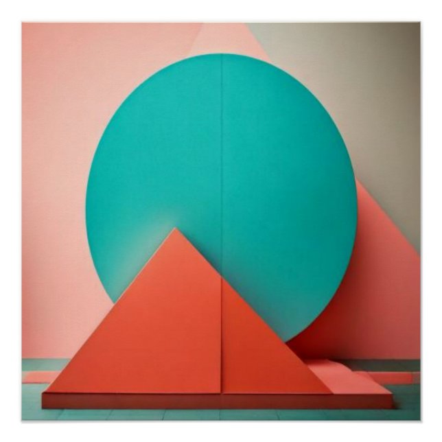 Póster Explosión de Cubos Naranjas Geométrico Abstracto (Anverso)