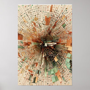 Póster Explosión de datos orgánicos - Terracota beige nat