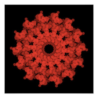 Póster Explosión de estrella roja en un cielo negro