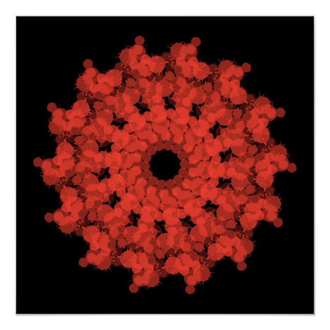 Póster Explosión de estrella roja en un cielo negro (Anverso)