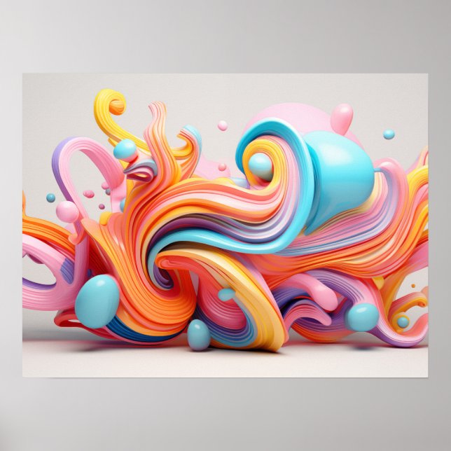 Póster Explosión de formas en tonos pastel (Frente)
