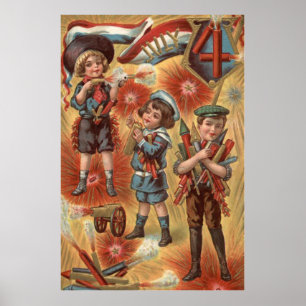 Póster Explosión de fuegos artificiales en niños