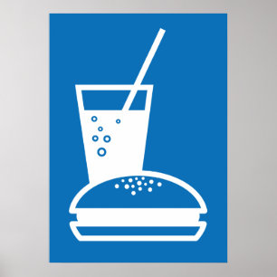 Póster explosión de sabor azul de hamburguesa y limonada