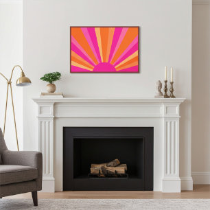 Póster Explosión de sol vibrante en tonos rosa, naranja y