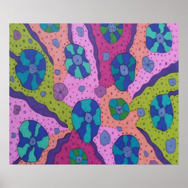 Póster Explosión del dibujo abstracto de color (Frente)