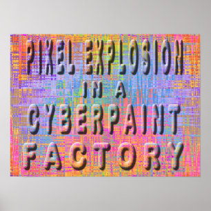 Póster Explosión del pixel en una fábrica del cyberpain