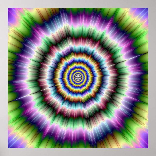 Póster Explosión en Poster violeta verde y azul (Frente)