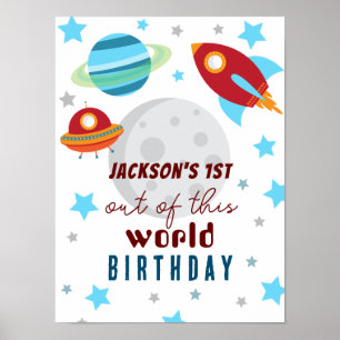 Póster Explosión espacial en primer cumpleaños