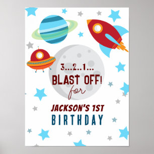 Póster Explosión espacial en primer cumpleaños