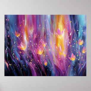 Póster Explosión floral luminosa abstracta