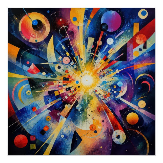 Póster Explosión Geométrica Cósmica Abstracta (Anverso)